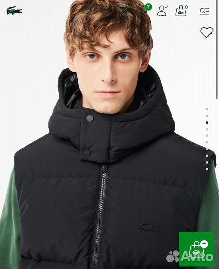 Утепленный мужской жилет Lacoste оригинал