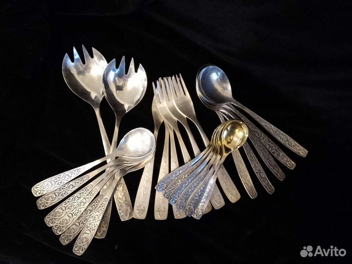 Мельхиоровые вилки ложки. Кристалл 70х