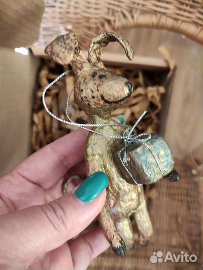 Ватная ёлочная игрушка, щенок 15 см