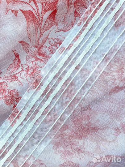 Тюль с цветочным принтом