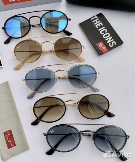 Очки ray ban oval Double Bridge зеркальные