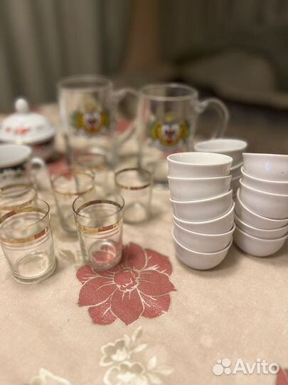 Рюмки, кружки пивные, солонки СССР, сервиз фарфор