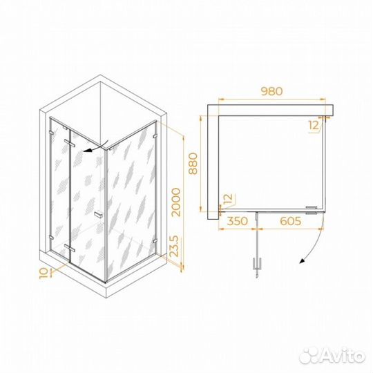 Душевой уголок RGW Stilvoll SV-040Gr 100x90 прозрачный