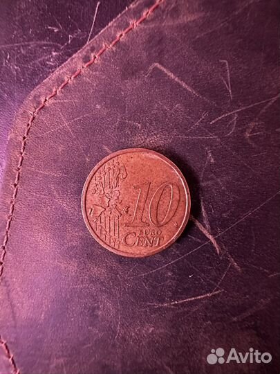 Монета 10 евро цент 2002