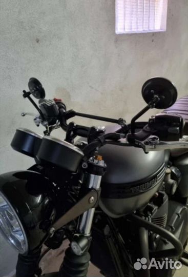 Мото зеркала круглые ретро классика хром / чёрн