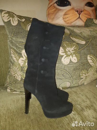 Высокие замшевые сапоги 39