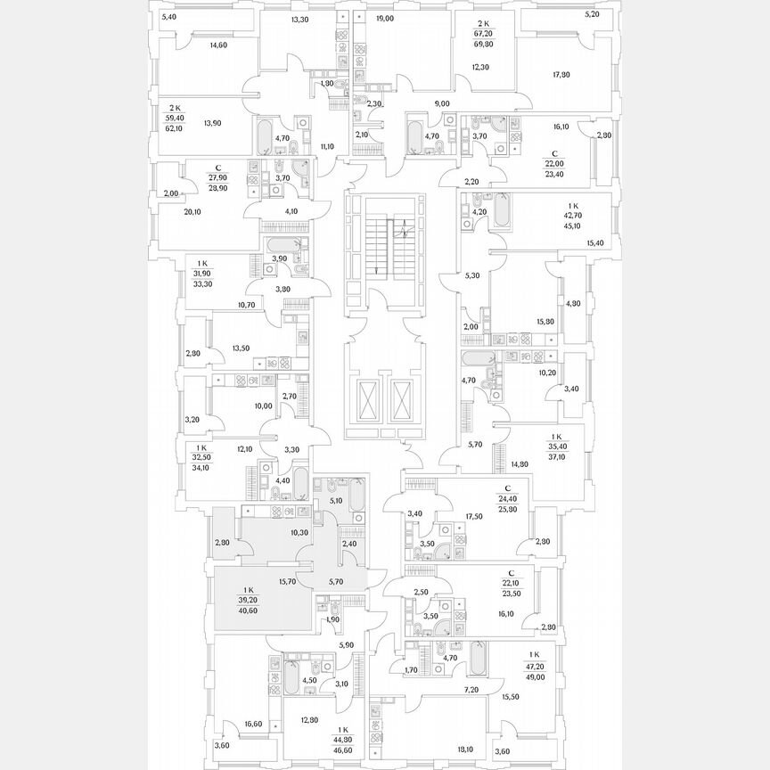 1-к. квартира, 41,1 м², 8/13 эт.