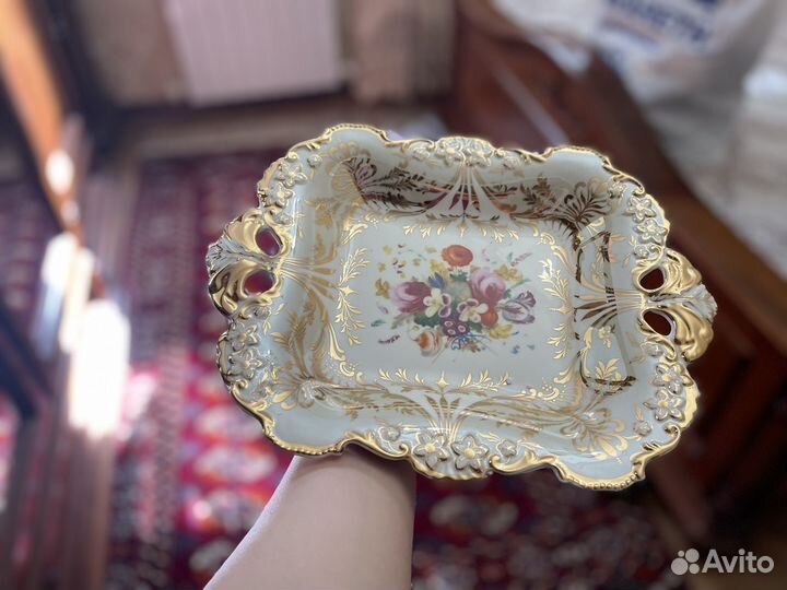 Блюдо фарфор германия квадрат поднос ильменау