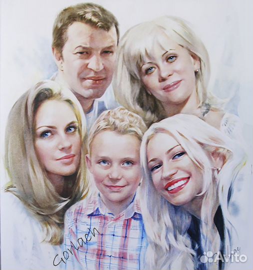 Портрет по фото на заказ на бумаге или холсте