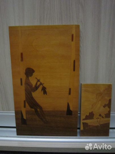 Картина и ваза из дерева СССР