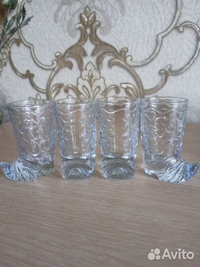 Хрустальные рюмки сапожки, сова -подсвечник