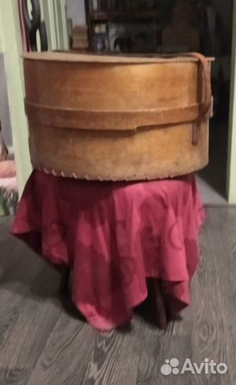 Антикварная шляпная коробка, деревянная