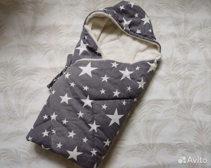 Тёплое одеяло конверт со звёздами
