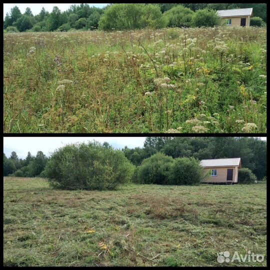 Покос травы триммером