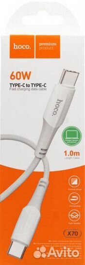 USB Кабель Type-C hoco X70, 3А, PD60W