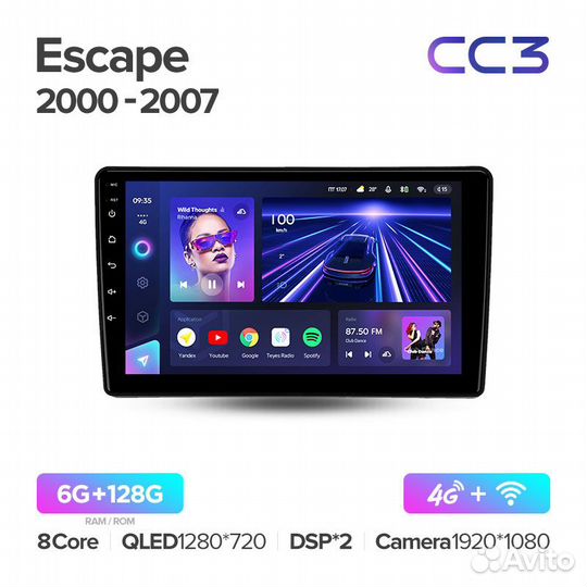 Магнитола Форд Эскейп 2000-2007 Андроид Teyes CC3