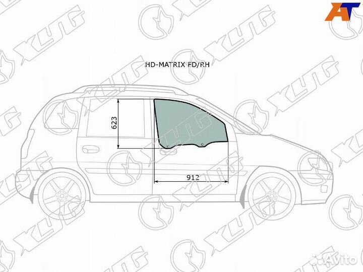 Стекло двери передней правой Hyundai Matrix