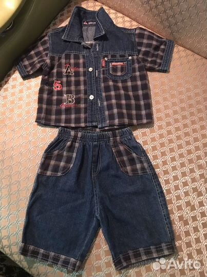 Костюм джинсовый (шорты и рубашка) 92-98 размер