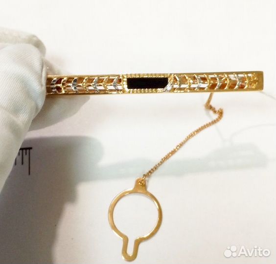 Золотой зажим для галстука с камнем