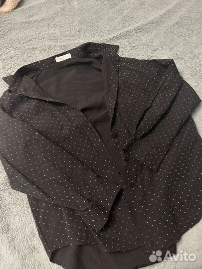 Рубашка со стразами оверсайз