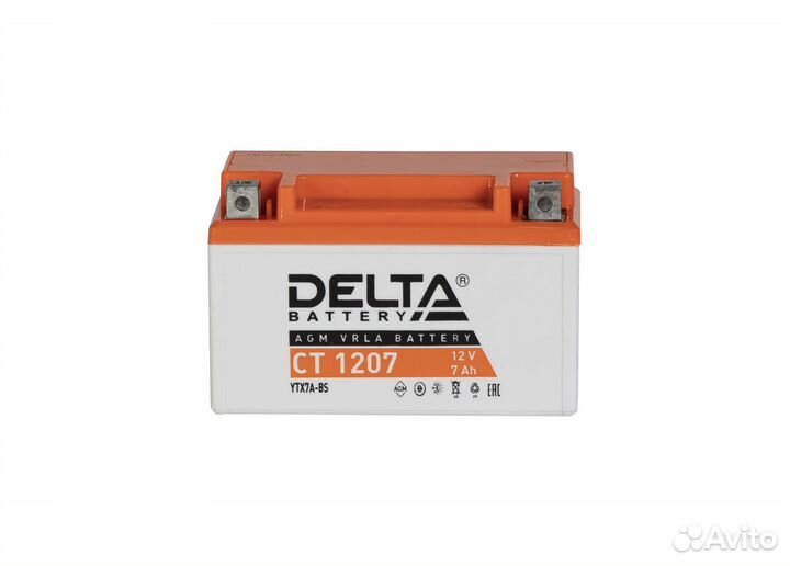 Мото аккумулятор Delta CT 1207 (12V / 7Ah / 105A)