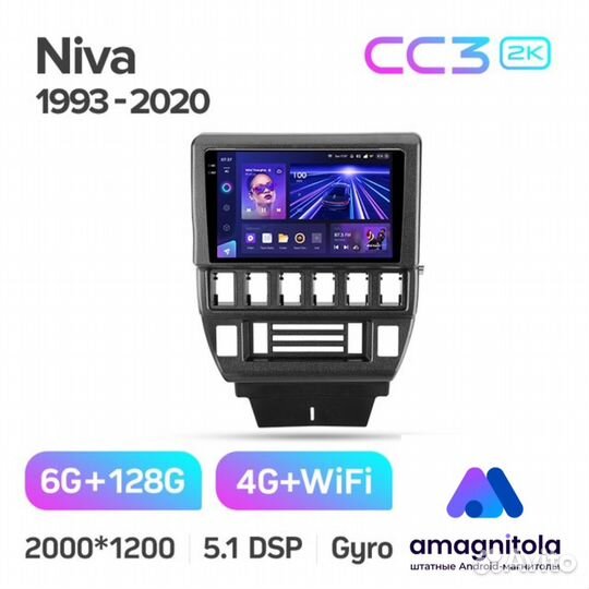 Магнитола Teyes CC3 2K 6/128 на LADA Niva 93-20