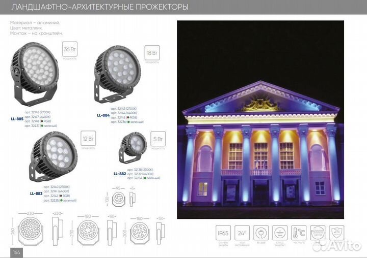 Прожектор ландшафтный LL-885 36W теплый IP65 32146