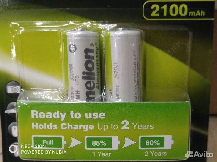 Два аккумулятора AA Camelion AlwaysReady 2100 mAh