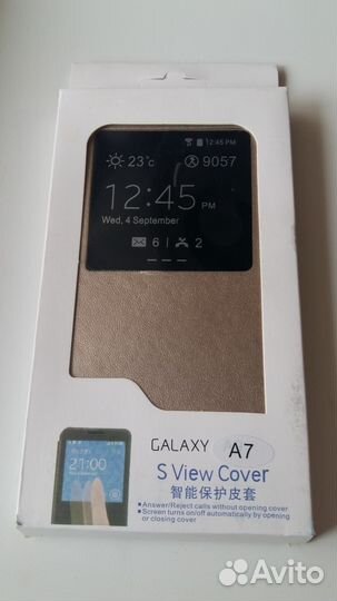 Смарт Чехол S-View для Samsung A7 (2015) Золотой