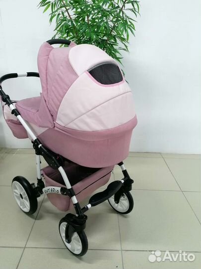 Коляска 2в1 Ontario /пудровый текстиль с эко-кожей
