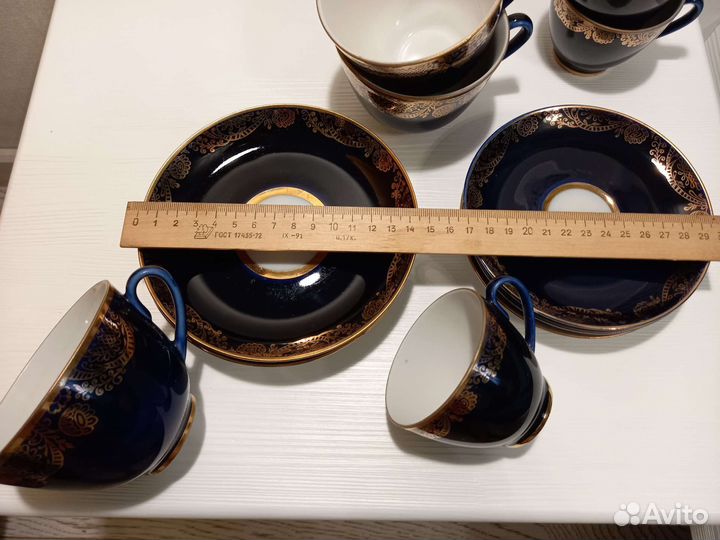 Сервиз чайная пара лфз СССР золотой фриз кобальт