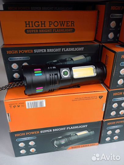 Мощный фонарь 3км встроенный аккумулятор