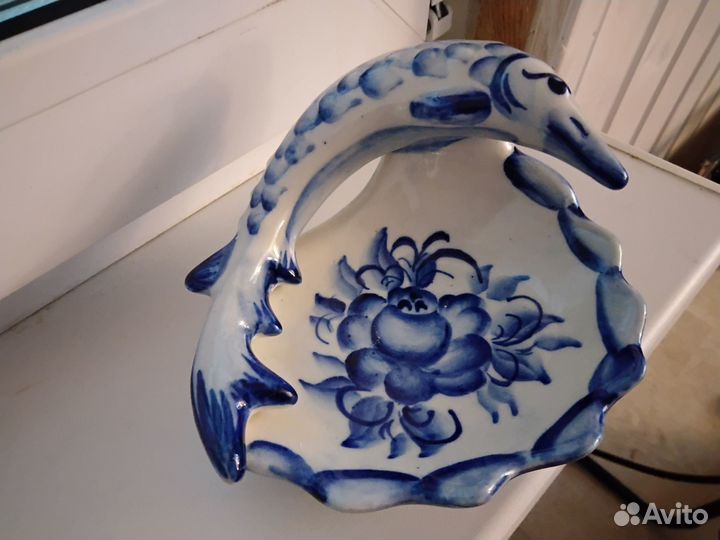 Икорница Гжель с рыбкой