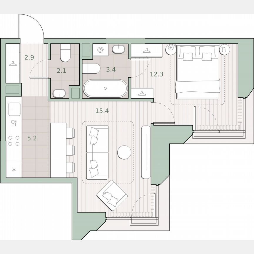 1-к. квартира, 41,3 м², 2/13 эт.