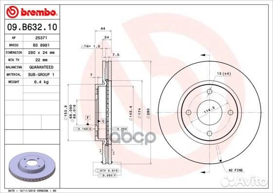 Диск тормозной пер nissan cube (Z12) (09 06) N