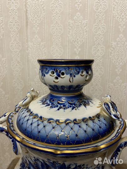 Самовар электрический фарфоровый Гжель