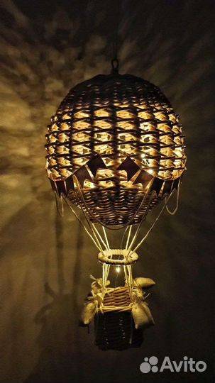 Ночник. Воздушный шар плетёный декоративный