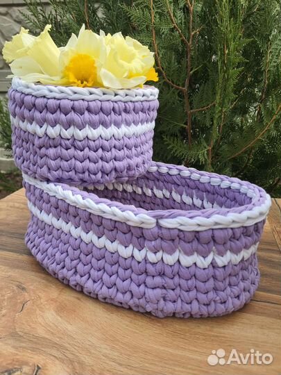 Корзина вязаная интерьерная