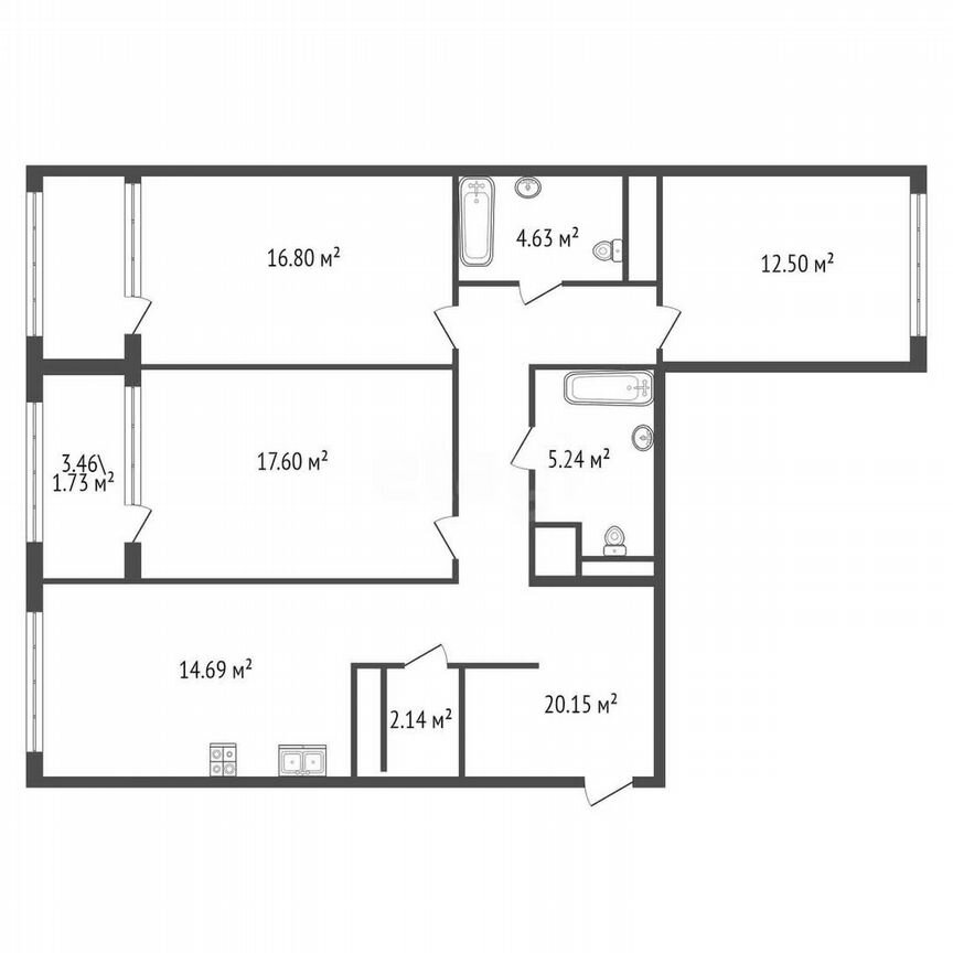 3-к. квартира, 96,2 м², 5/19 эт.