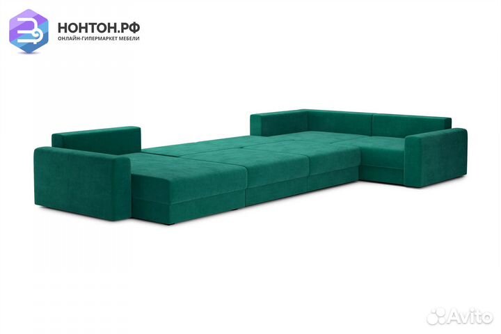 Диван п-образный тик-так Омега изумрудный