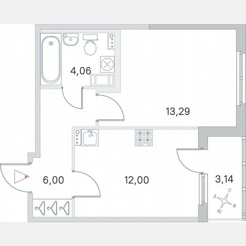 1-к. квартира, 36,9 м², 2/4 эт.