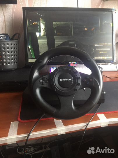 Игровой руль defender с педалями