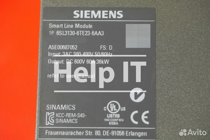 Инвертор Siemens 6SL3 130-6TE23-6AA3