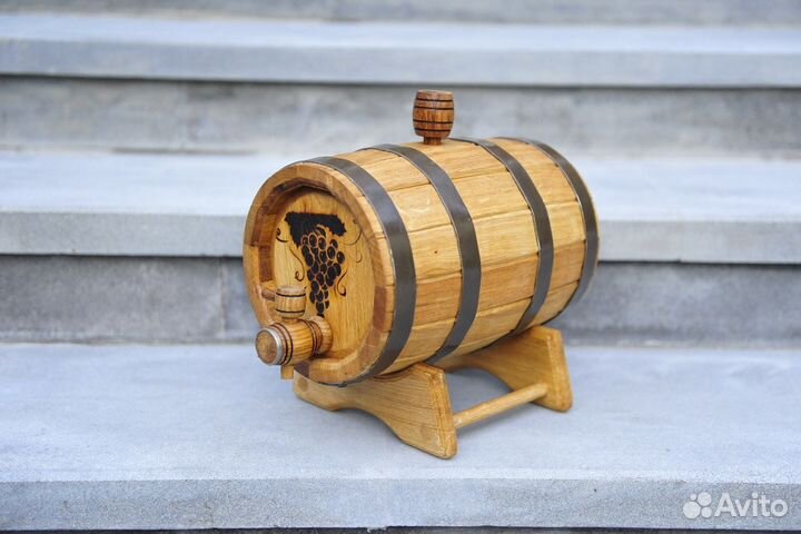 Бочонок дубовый с краном разный объём обручи
