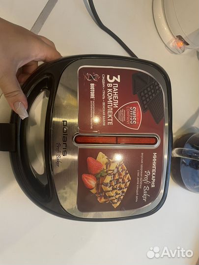 Гриль вафельница с 3 насадками polaris