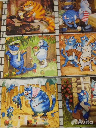 Картина по номерам раскрашенные Синие коты