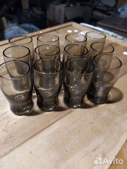 Графин и рюмки СССР. Ручная работа. Цветное стекло