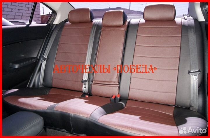 Чехлы Kia Cerato 2 из экокожи чёрно-шоколадные