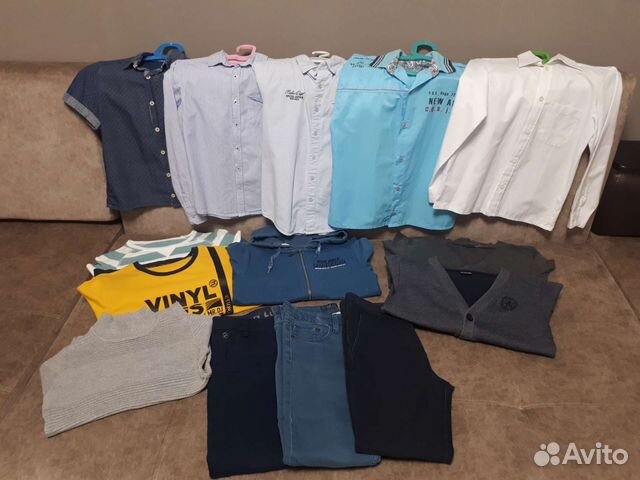 Рубашки, свитшоты, брюки для мальчика р. 128-134