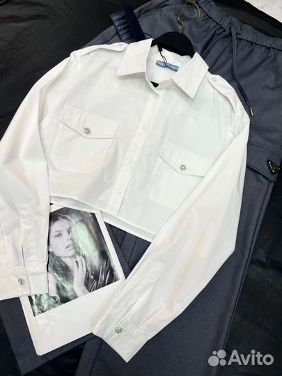 Рубашка укороченная prada